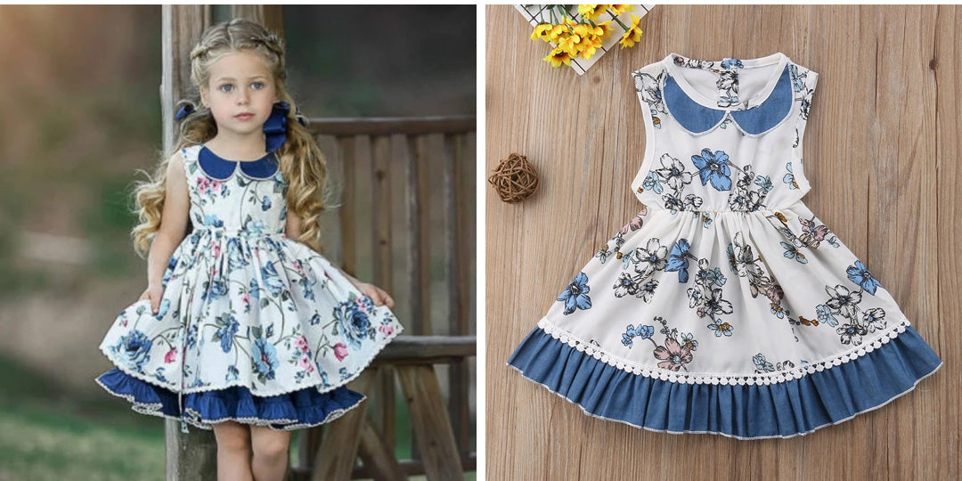 Pretty Kids Baby Girl Princess Casual Sleeveless Lapel Party Birthday Dress, zoerea.com