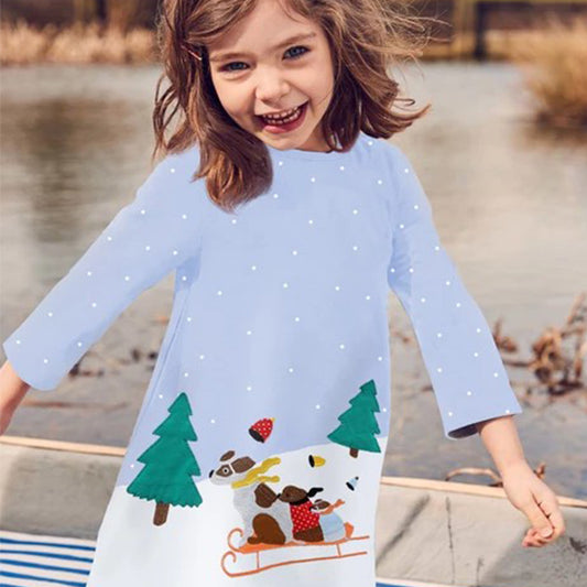 Kid Baby Girls Christmas Clothes Long Sleeve Princess Party Dress, zoerea.com