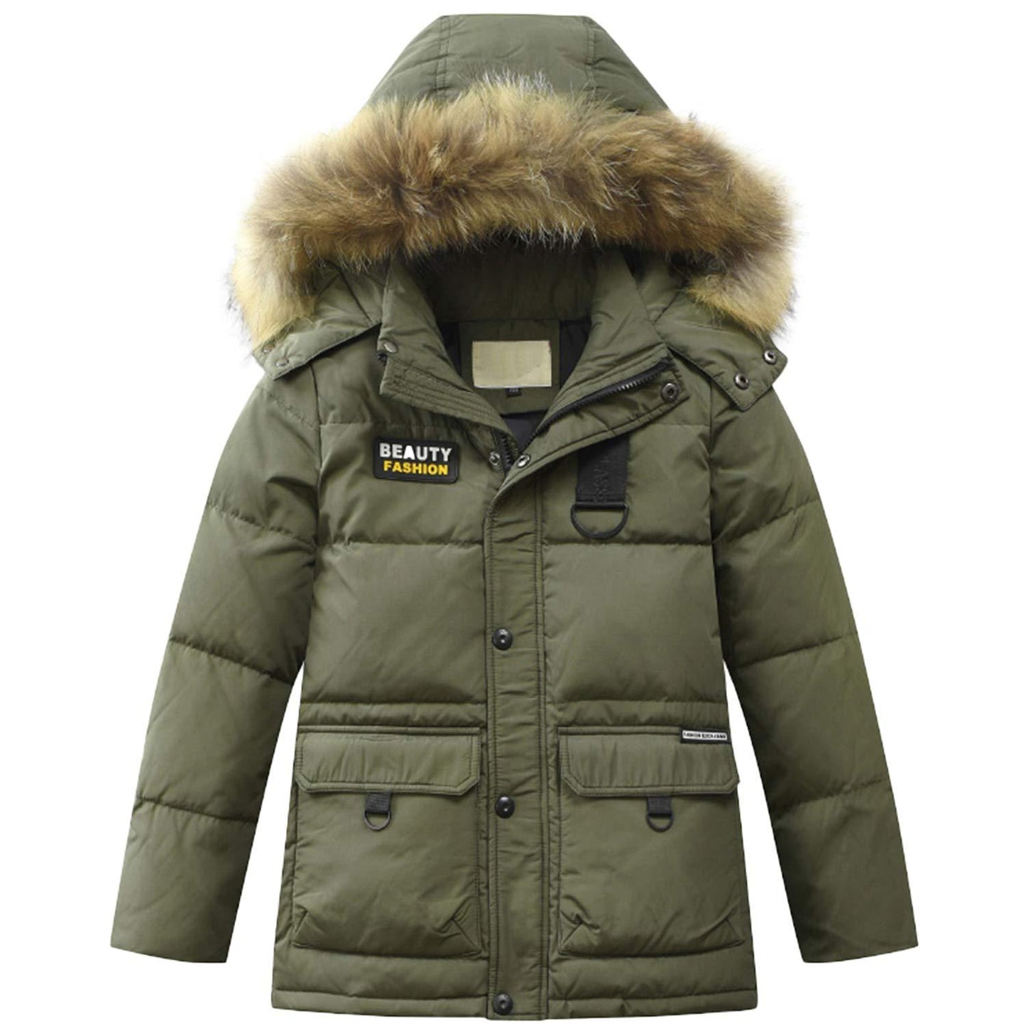 Winter Duck-lining Detachable Hooded Coat, zoerea.com