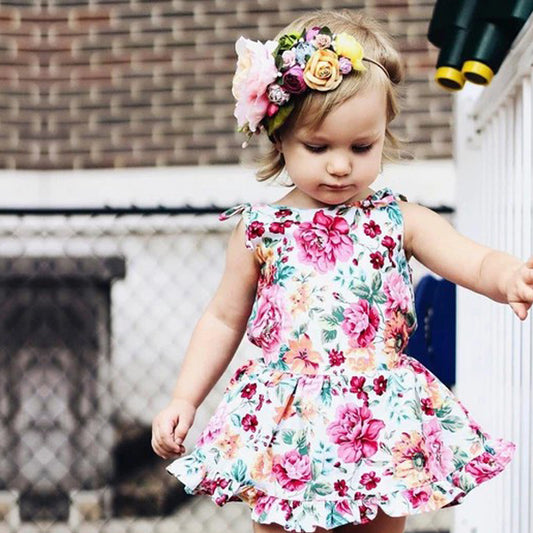 Kid Baby Girl Floral Princess Strap Sundress Summer Casual Dress, zoerea.com