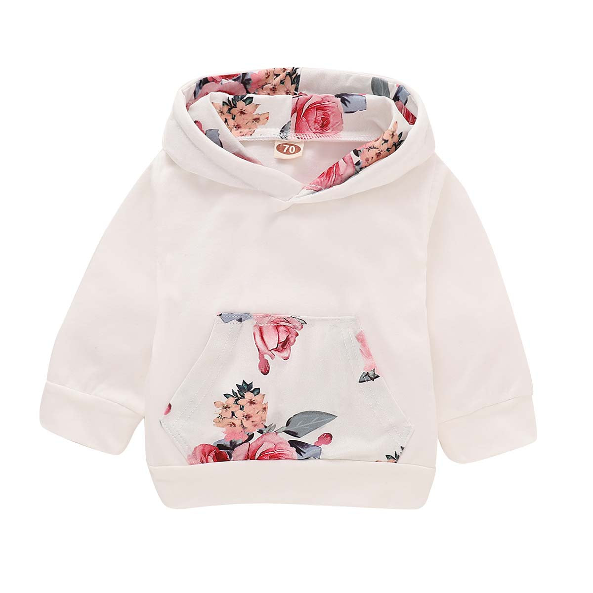 Beautiful Floral Long-sleeve Hoodie, Pants and Headband Set, zoerea.com