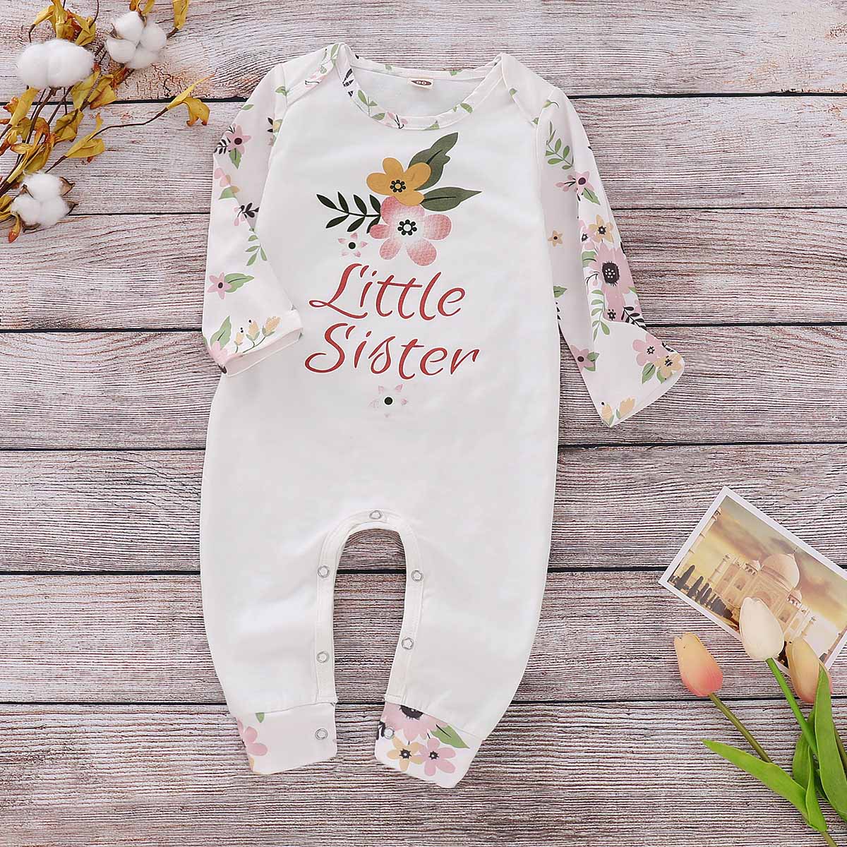 "Little Sister" Print 100% Cotton Jumpsuit For Baby, zoerea.com