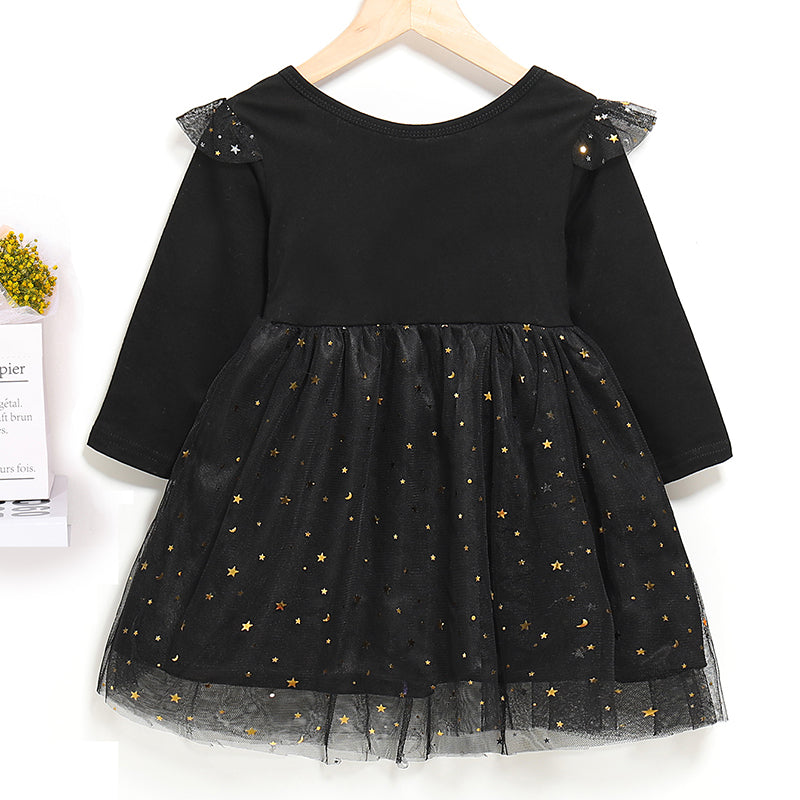 Baby Girls' Street chic Solid Colored Sequins Long Sleeve Dress, zoerea.com