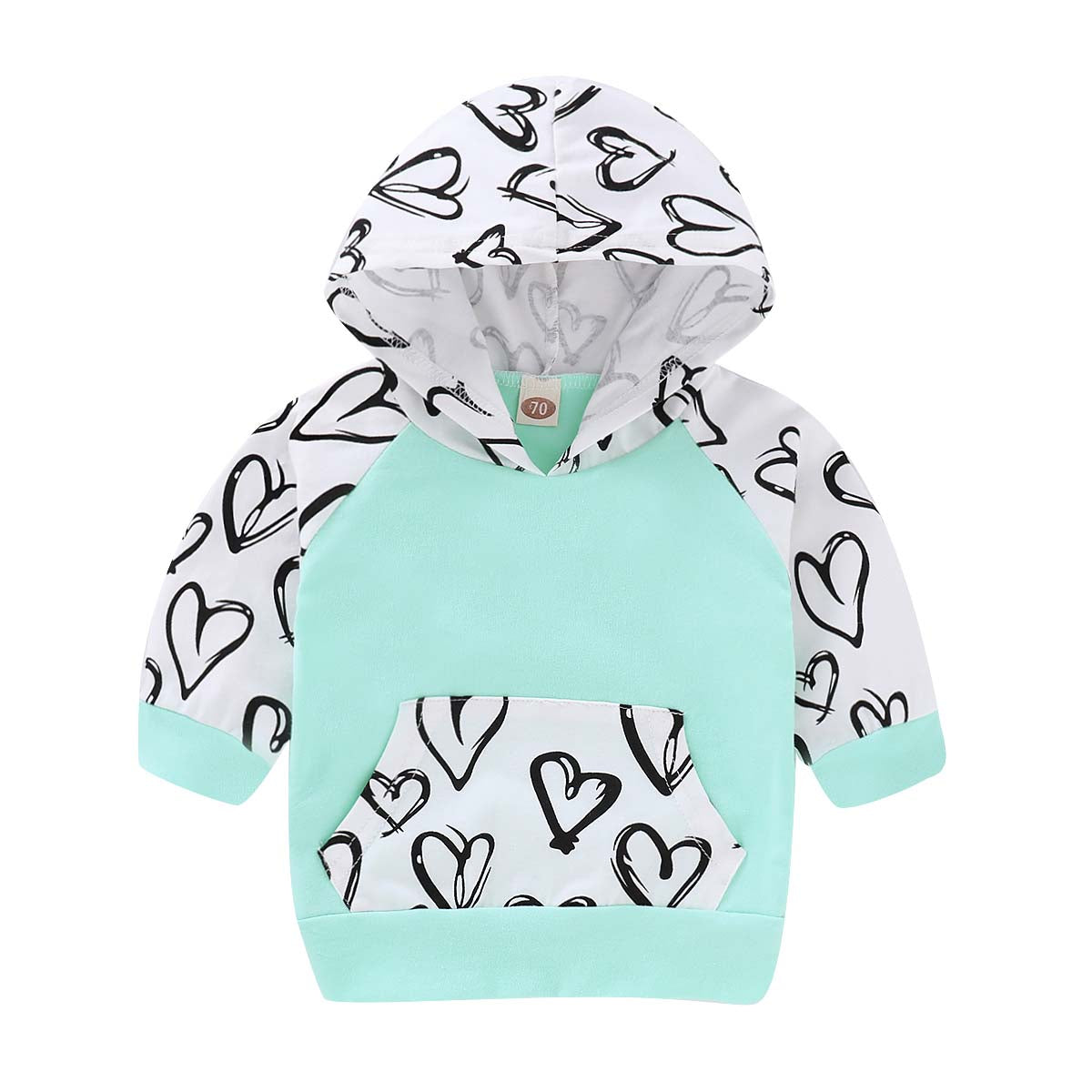 Heart Printed Long-sleeve Hoodie And Pants Set, zoerea.com