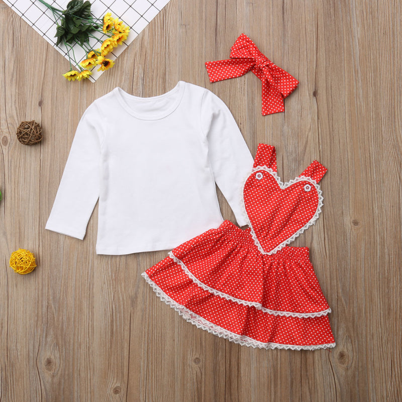 Toddler Kids Baby Girl Xmas Tops Layered Bib Dress Headband Outfits, zoerea.com