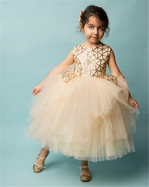 Kids Baby Girls tulle Formal Pageant Bridesmaid Gown Wedding Dress, zoerea.com