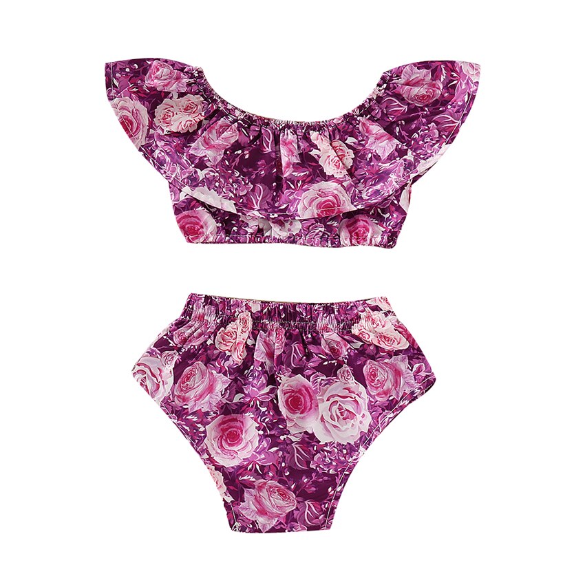 Newborn Baby Girl Summer Floral Clothes Set Off-Shoulder Tops Shorts, zoerea.com