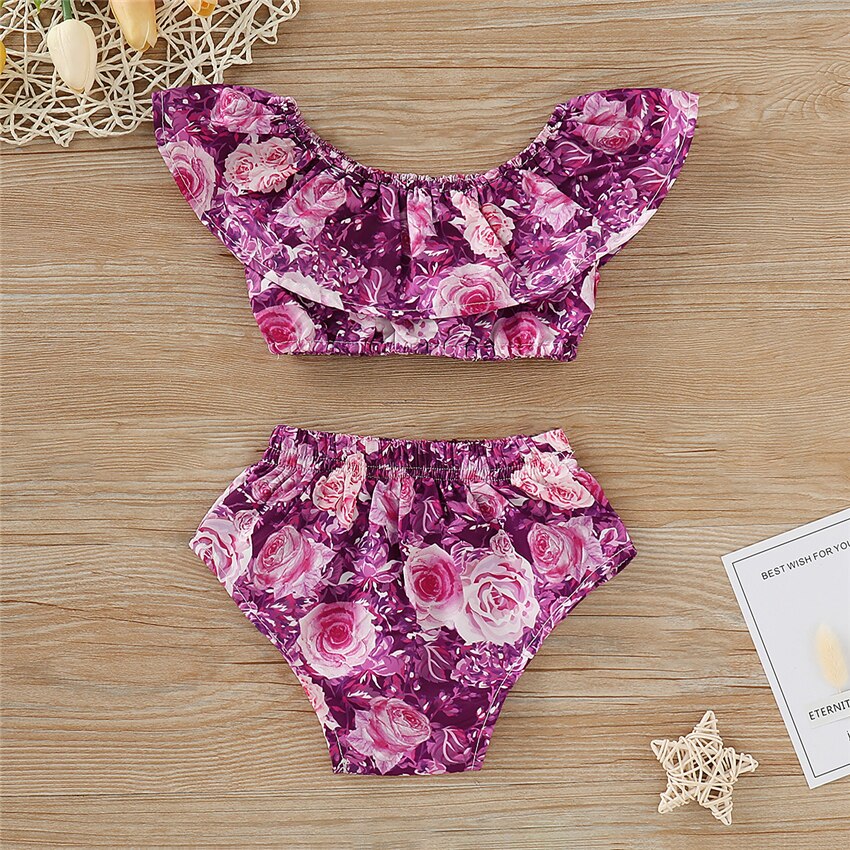 Newborn Baby Girl Summer Floral Clothes Set Off-Shoulder Tops Shorts, zoerea.com