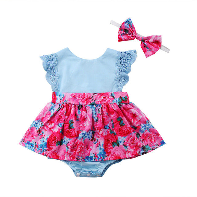 Sister Matching Clothes Kids Baby Girls Lace Romper Dress Bodysuit, zoerea.com