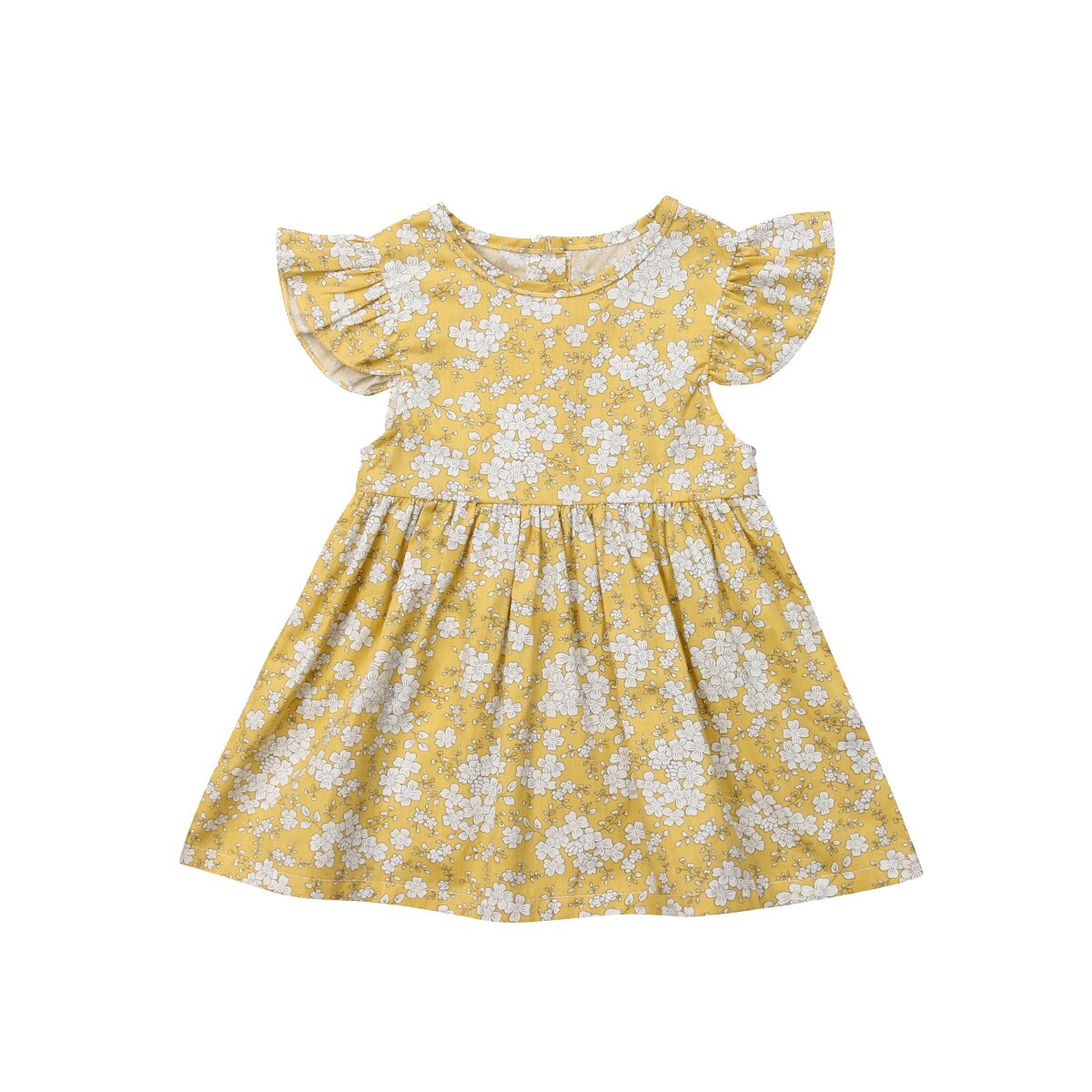 Newborn Baby Girl Fly Sleeve Skater Dress Kid Floral Summer Party Dress, zoerea.com