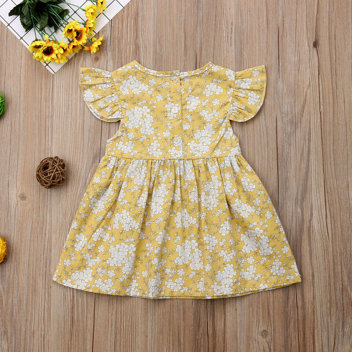 Newborn Baby Girl Fly Sleeve Skater Dress Kid Floral Summer Party Dress, zoerea.com