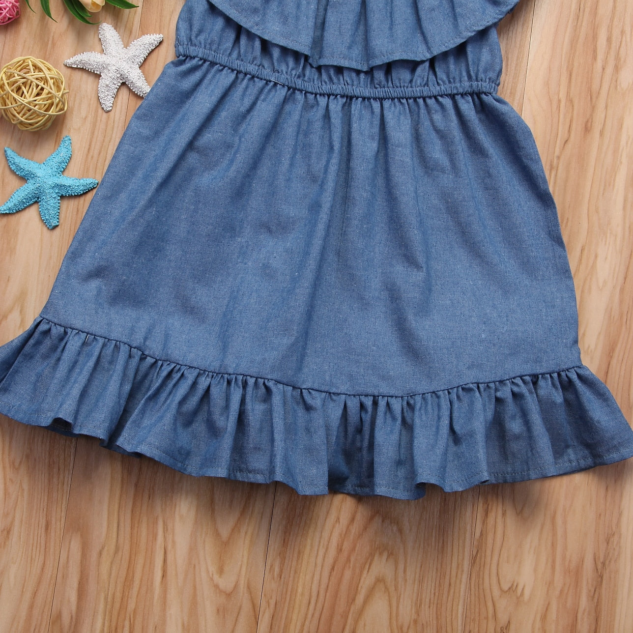 Spring Summer Kids Baby Girls Princess Dress Toddler Denim Off Sundress, zoerea.com