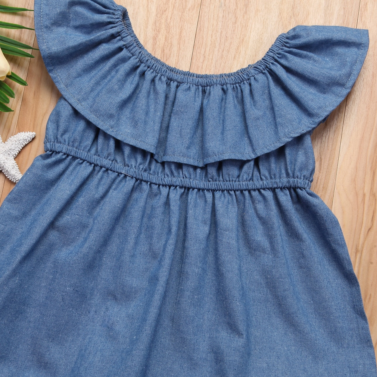 Spring Summer Kids Baby Girls Princess Dress Toddler Denim Off Sundress, zoerea.com