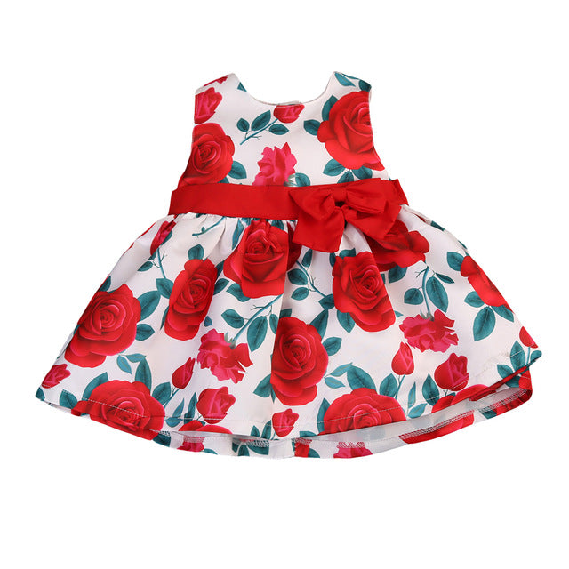 1-6Y Cute Baby Kids Girls Formal Tutu Floral Dress Bowknot Party Dresses, zoerea.com