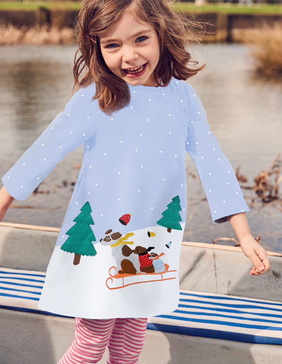 Kid Baby Girls Christmas Clothes Long Sleeve Princess Party Dress, zoerea.com