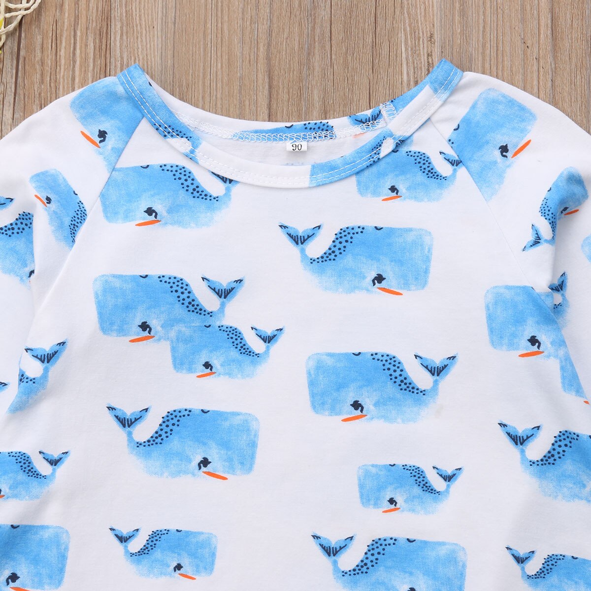 Newborn Kids Baby Girls Whale Print Cotton Long Sleeve Casual Dress, zoerea.com