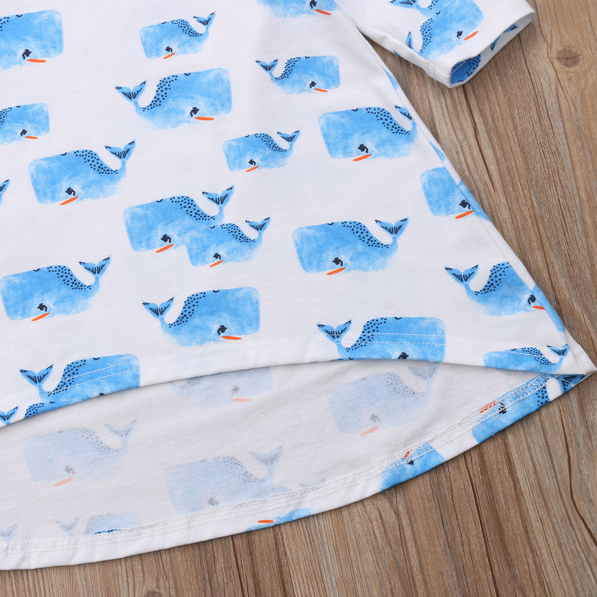 Newborn Kids Baby Girls Whale Print Cotton Long Sleeve Casual Dress, zoerea.com