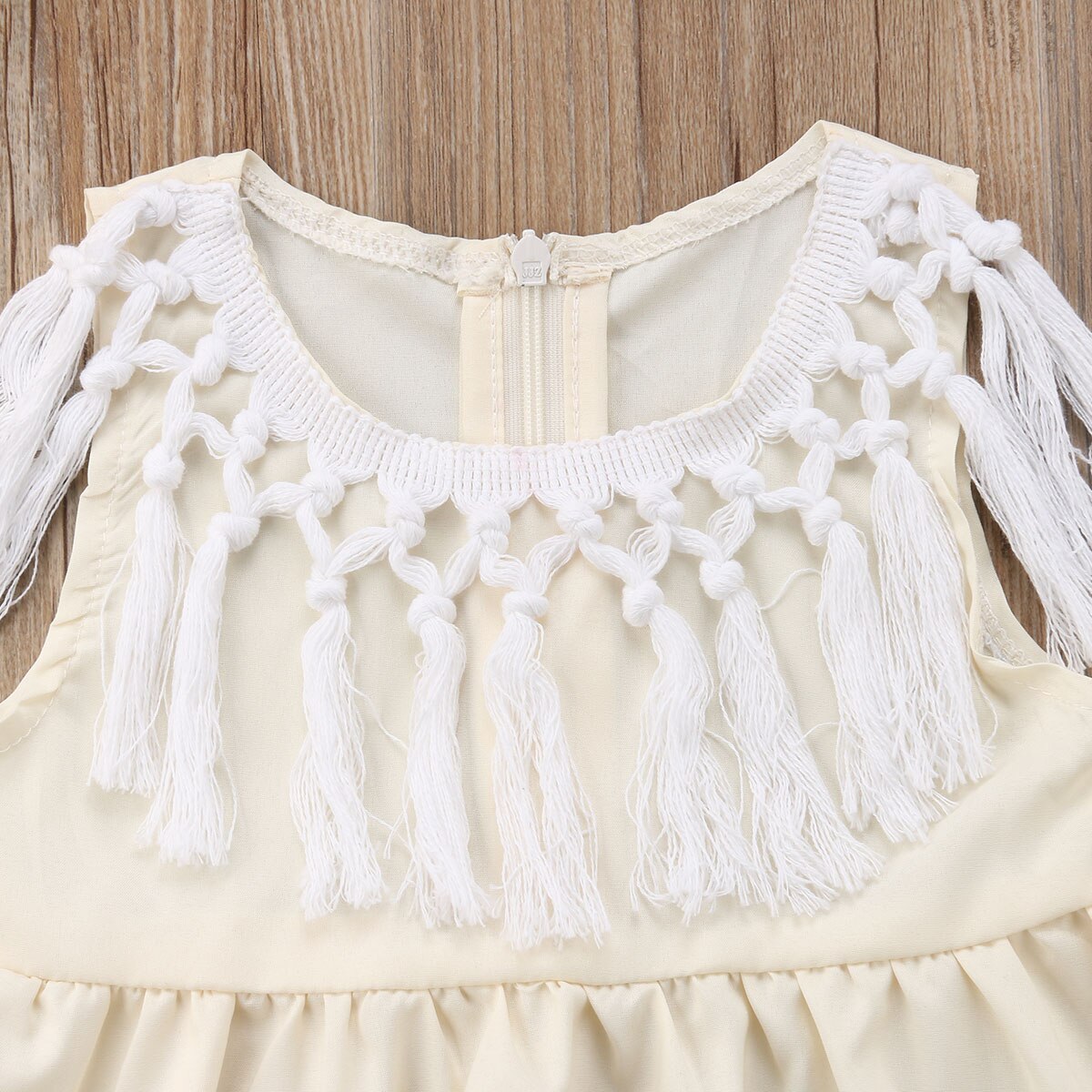 Baby Girl Princess Summer Solid Party Cotton Tassel Sundress Dress, zoerea.com