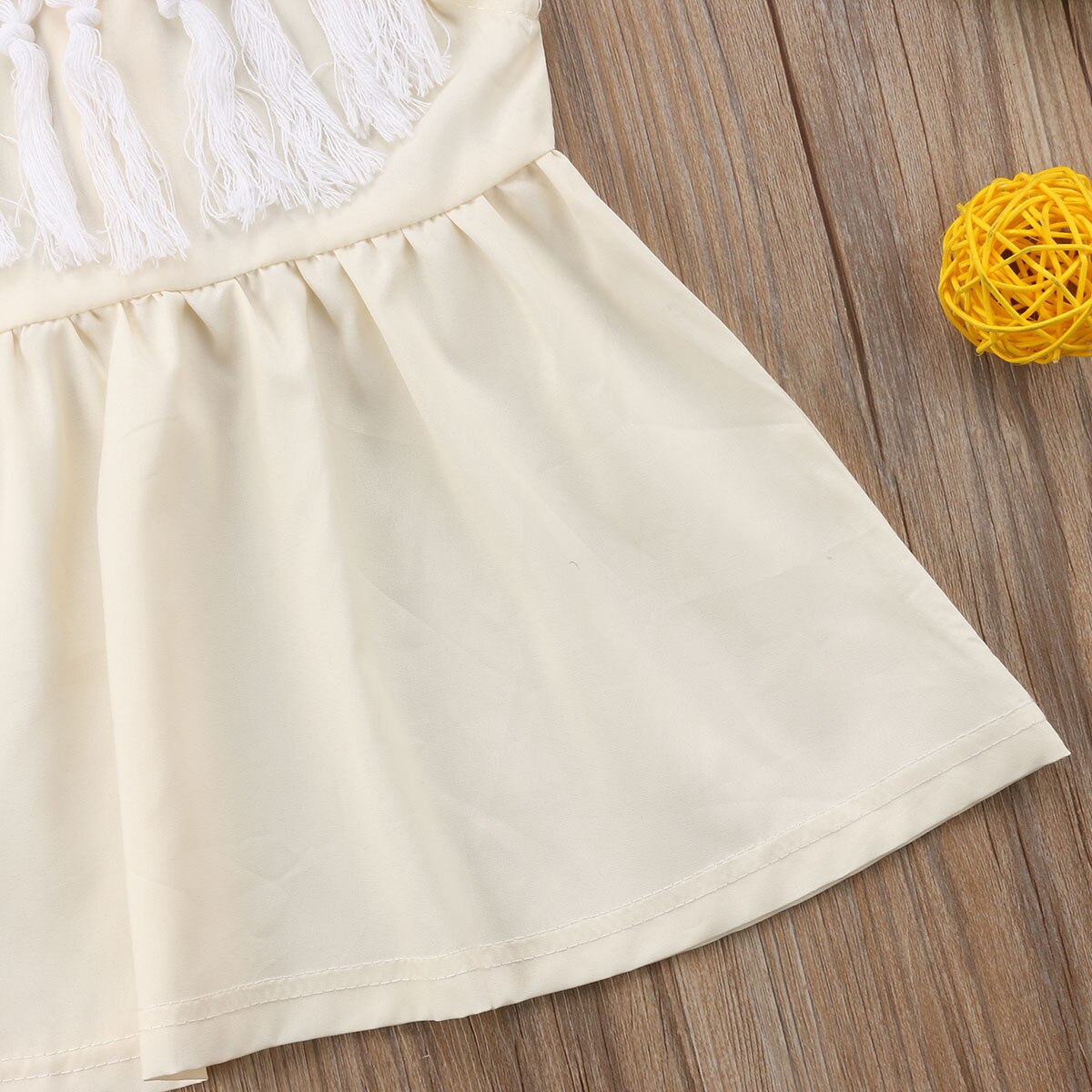 Baby Girl Princess Summer Solid Party Cotton Tassel Sundress Dress, zoerea.com