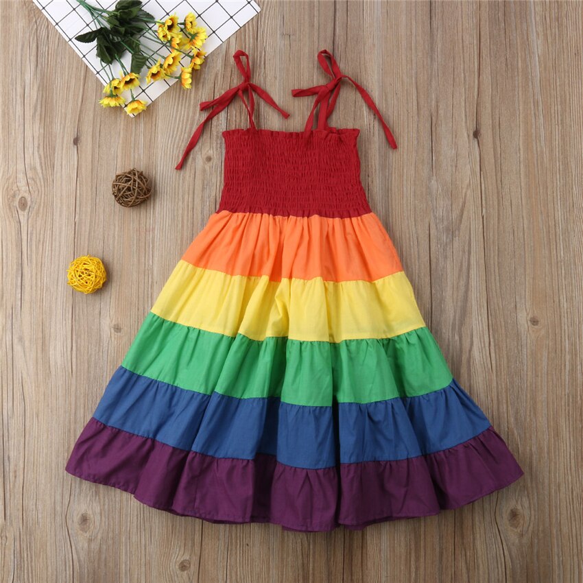 Baby Girl Rainbow Dress 2019 New Fashion Sleeveless Long Dress, zoerea.com