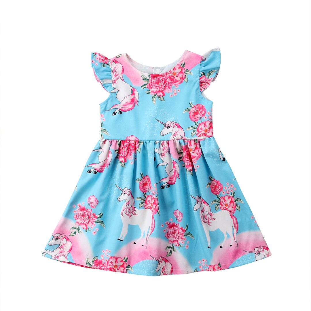 Summer Kids Girls Poppy Trolls Sleeveless Dress Party Vest Dresses, zoerea.com