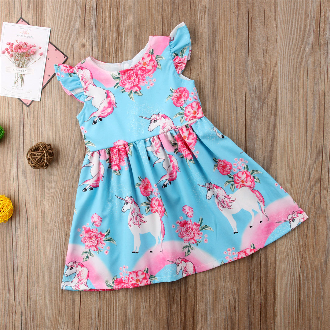 Summer Kids Girls Poppy Trolls Sleeveless Dress Party Vest Dresses, zoerea.com