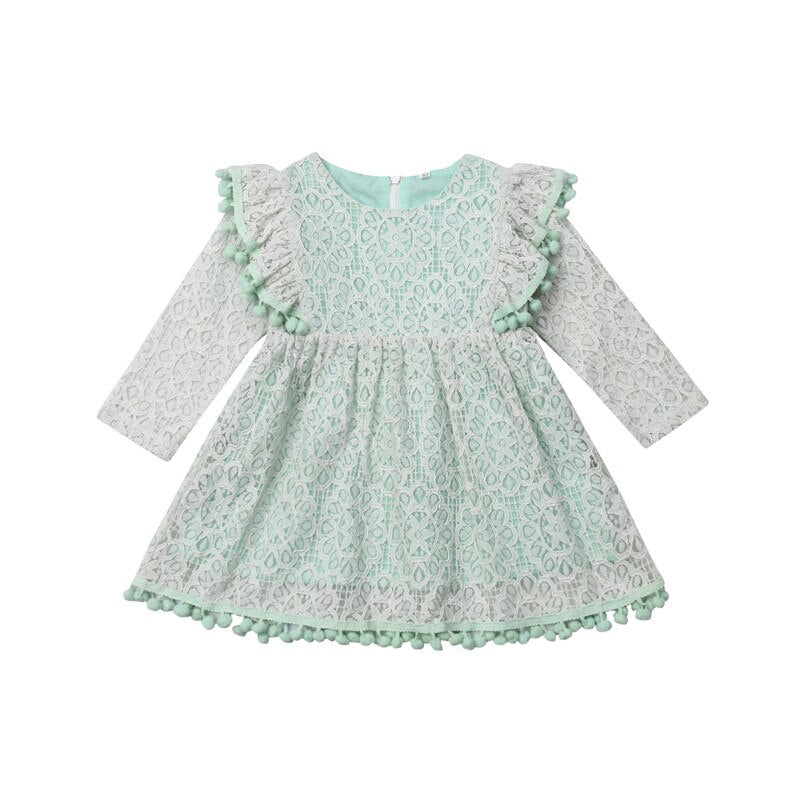 Toddler Baby Girl Autumn Lace Kids Long Sleeve Princess Party Dress, zoerea.com