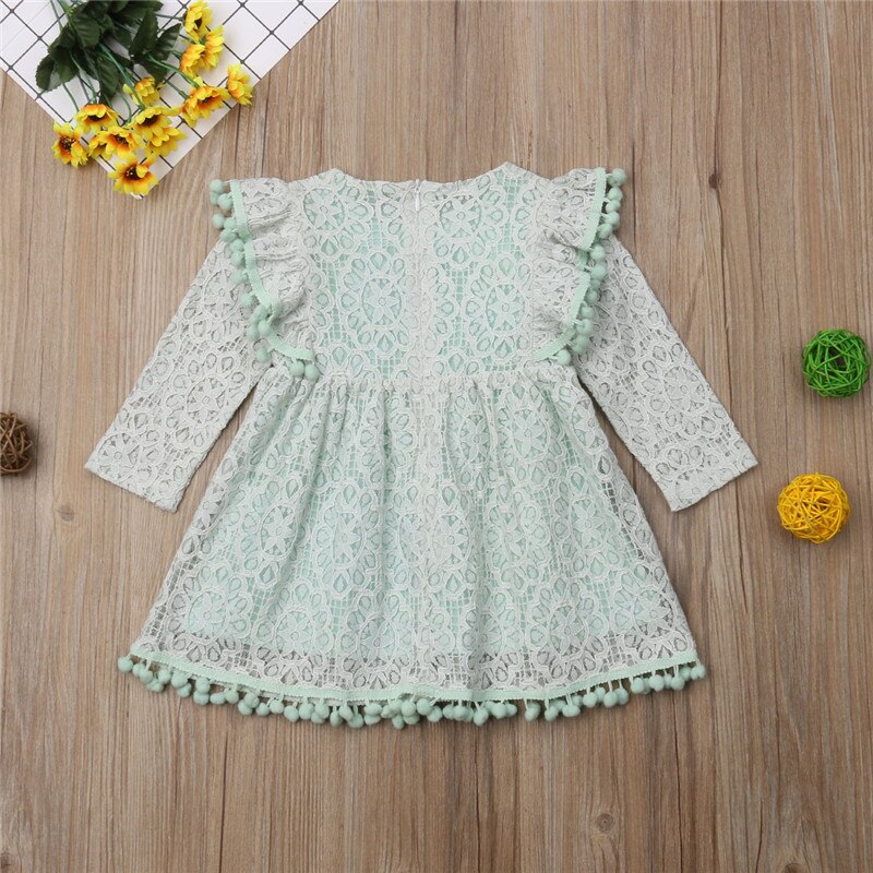 Toddler Baby Girl Autumn Lace Kids Long Sleeve Princess Party Dress, zoerea.com