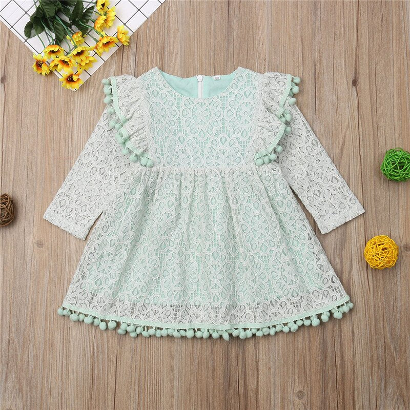 Toddler Baby Girl Autumn Lace Kids Long Sleeve Princess Party Dress, zoerea.com