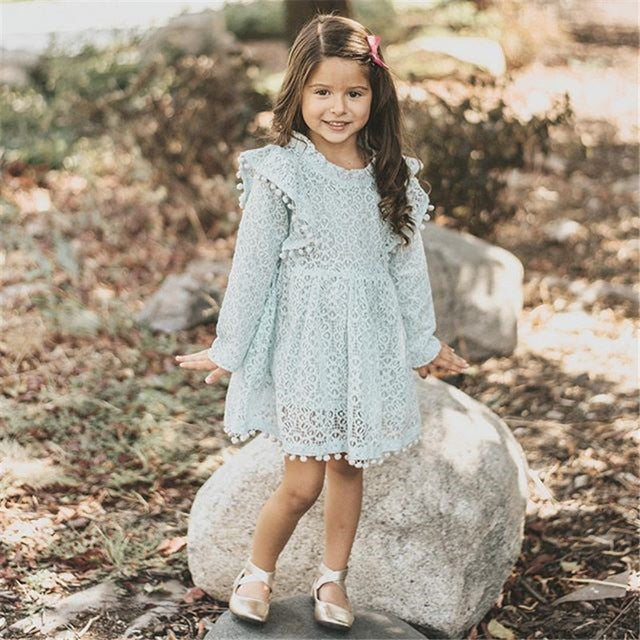 Toddler Baby Girl Autumn Lace Kids Long Sleeve Princess Party Dress, zoerea.com