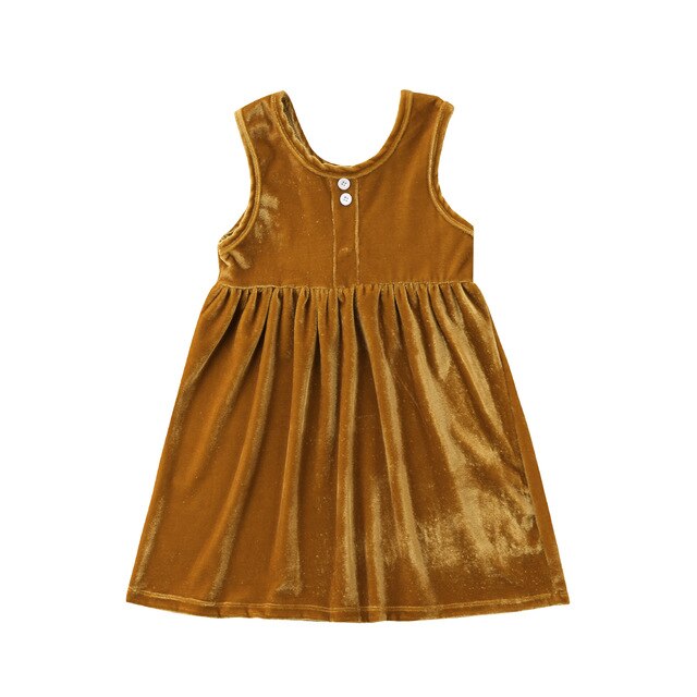 NEW Girls Kids Sleeveless Velvet Clothing Sundress Spring Casual Dress, zoerea.com