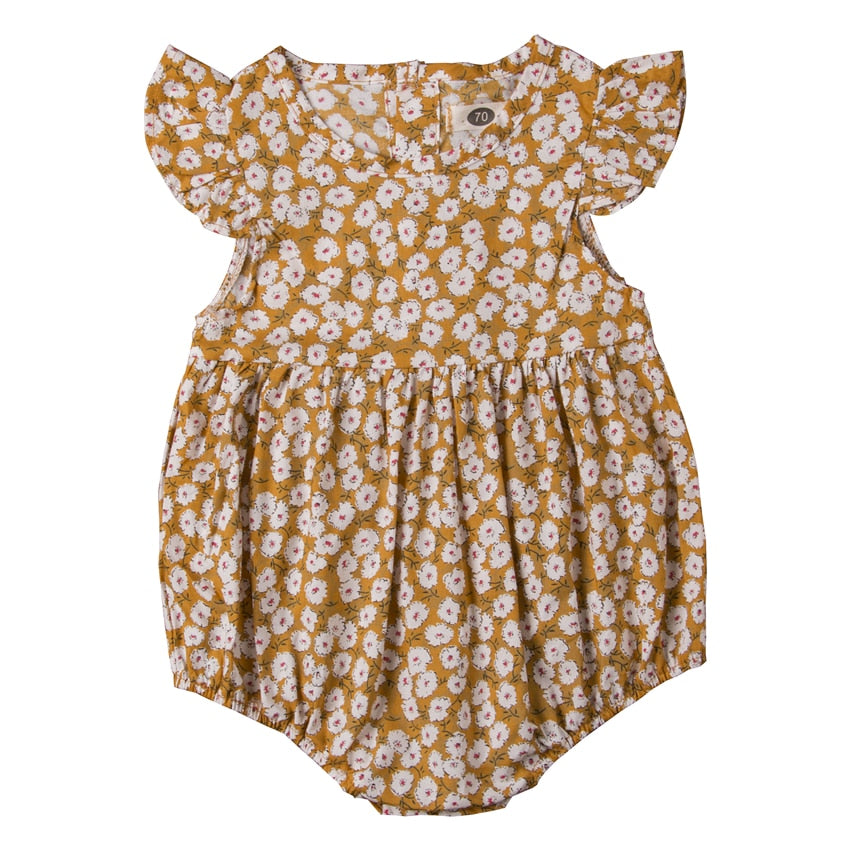 Baby Girls Floral Bodysuit Ruffle Sleeve bodysuit Baby Girl Summer Bodysuit, zoerea.com