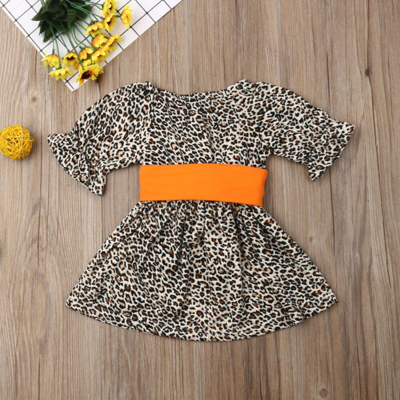 Baby Girl Kid Leopard Romper Dress Halloween Pumpkin Dresses, zoerea.com