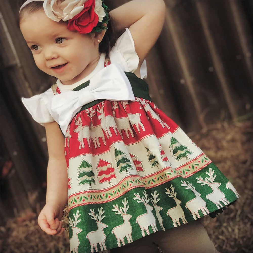 Christmas Toddler Girl Kids Santa Claus Strap Tops Party Dress, zoerea.com