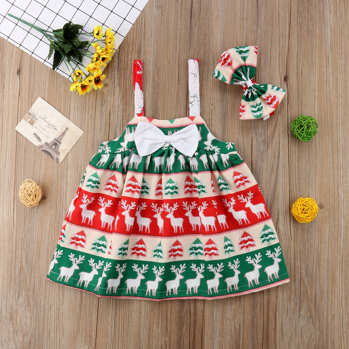 Christmas Toddler Girl Kids Santa Claus Strap Tops Party Dress, zoerea.com