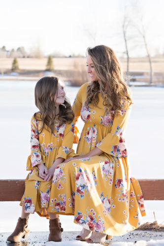 Family Dress Mother and Daughter Matching Outfits Clothes Floral Dress, zoerea.com