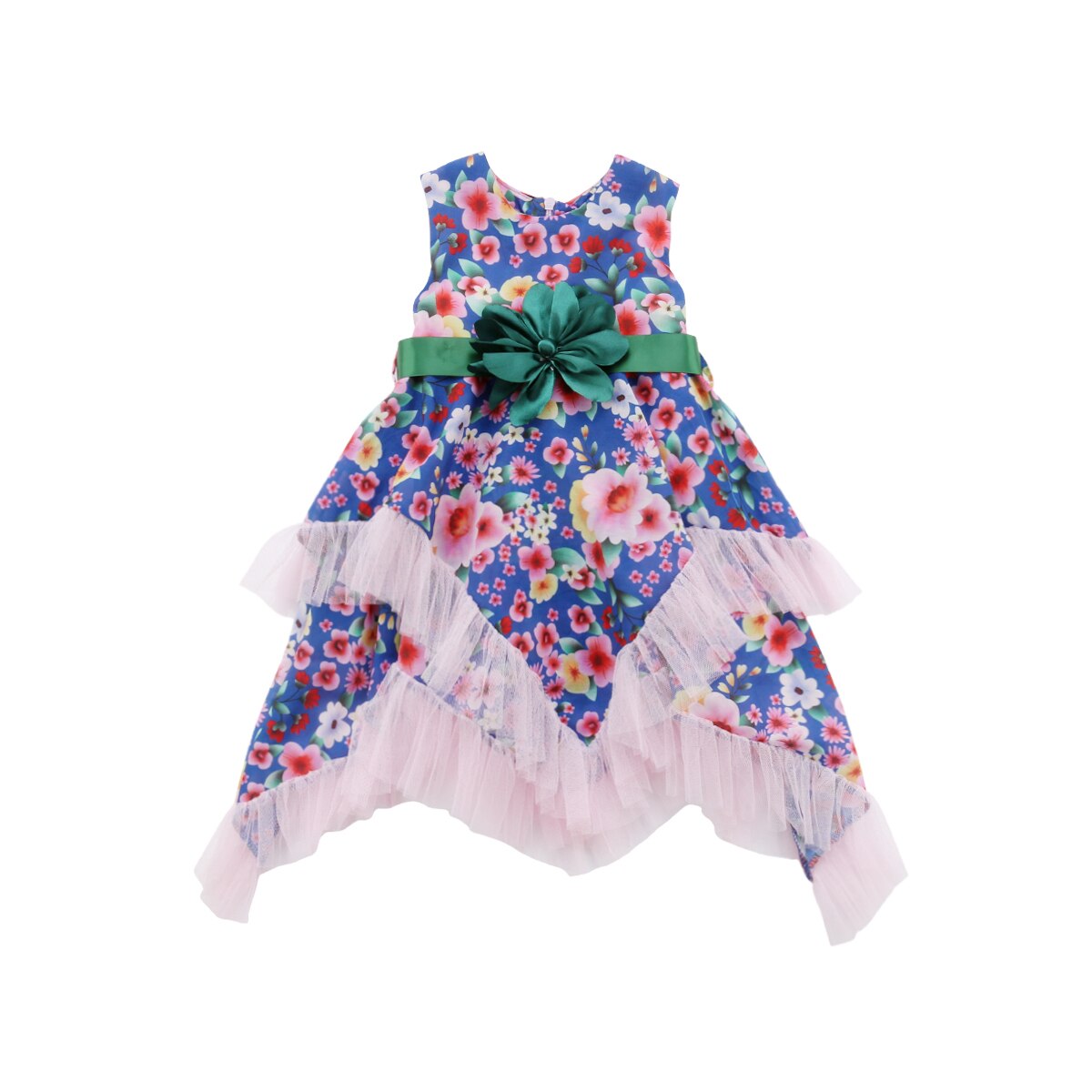 Newborn Kids Baby Girls Flower Tulle Bow Belt Party Pageant Dress, zoerea.com