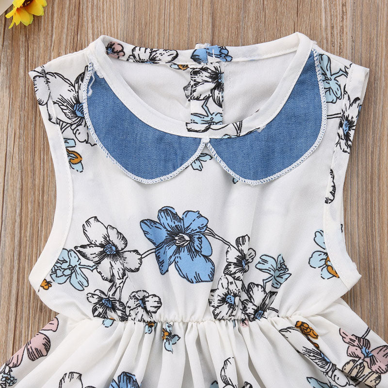 Pretty Kids Baby Girl Princess Casual Sleeveless Lapel Party Birthday Dress, zoerea.com