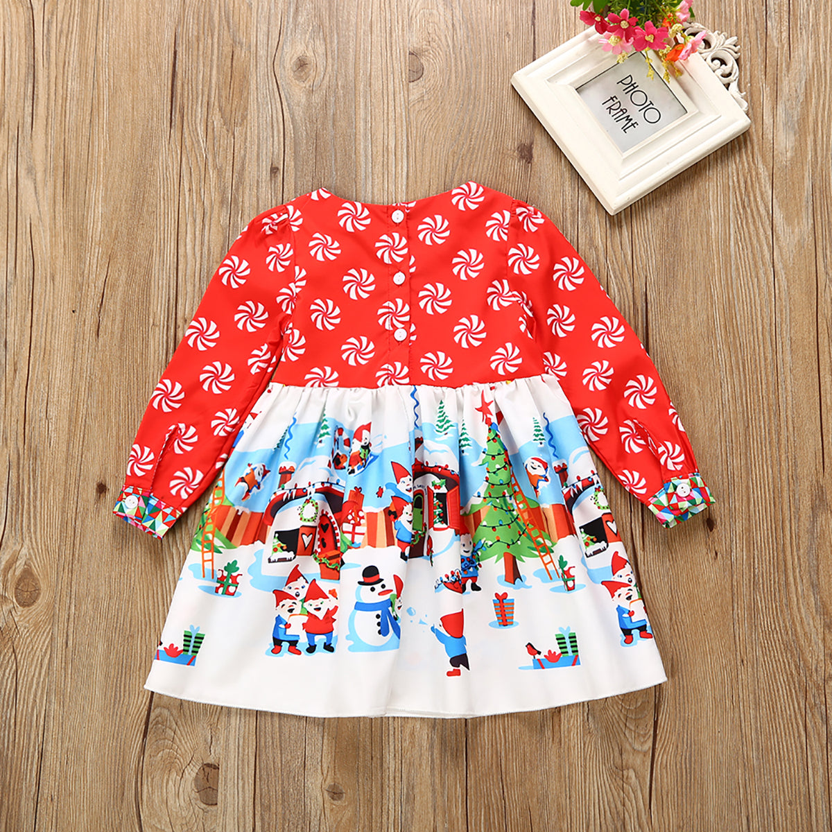 Toddler Infant Baby Girls Floral Christmas Santa snowman Long Dresses, zoerea.com