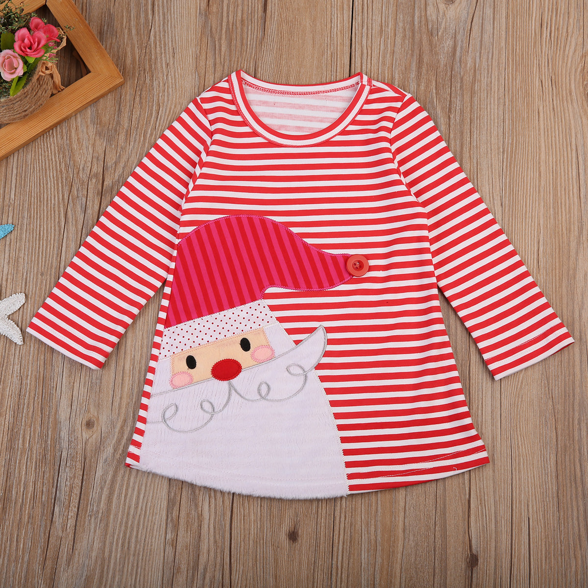 Christmas Infant Baby Toddler Girls Kids Striped Santa Claus Sundress, zoerea.com