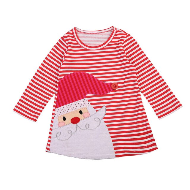 Christmas Infant Baby Toddler Girls Kids Striped Santa Claus Sundress, zoerea.com