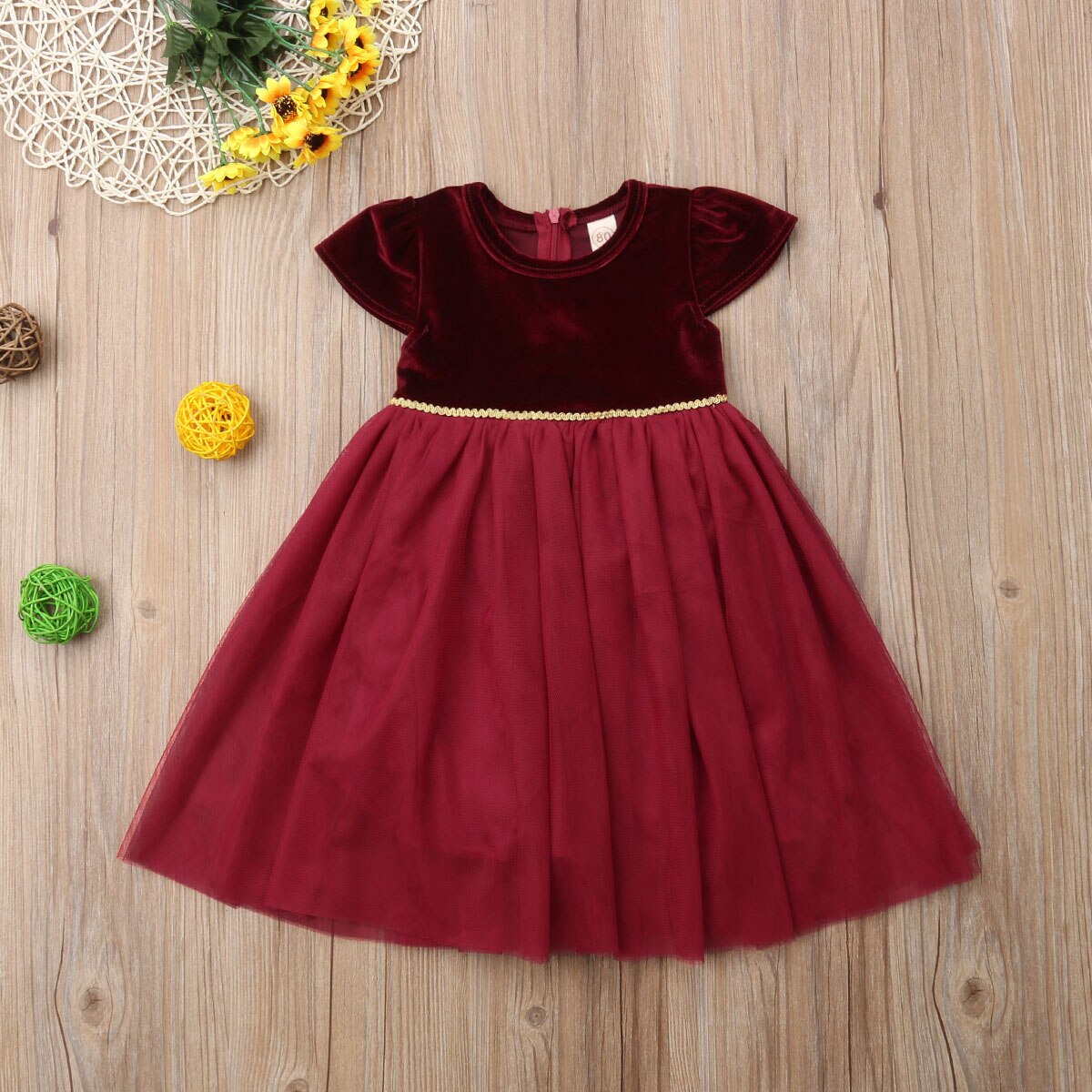 Kids Baby Girl Princess XMAS Party Wedding Bridesmaid Long Dress, zoerea.com