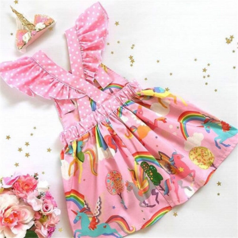 Toddler Kid Baby Girls Sleeveless Unicorn Backless Party Pageant Dress, zoerea.com