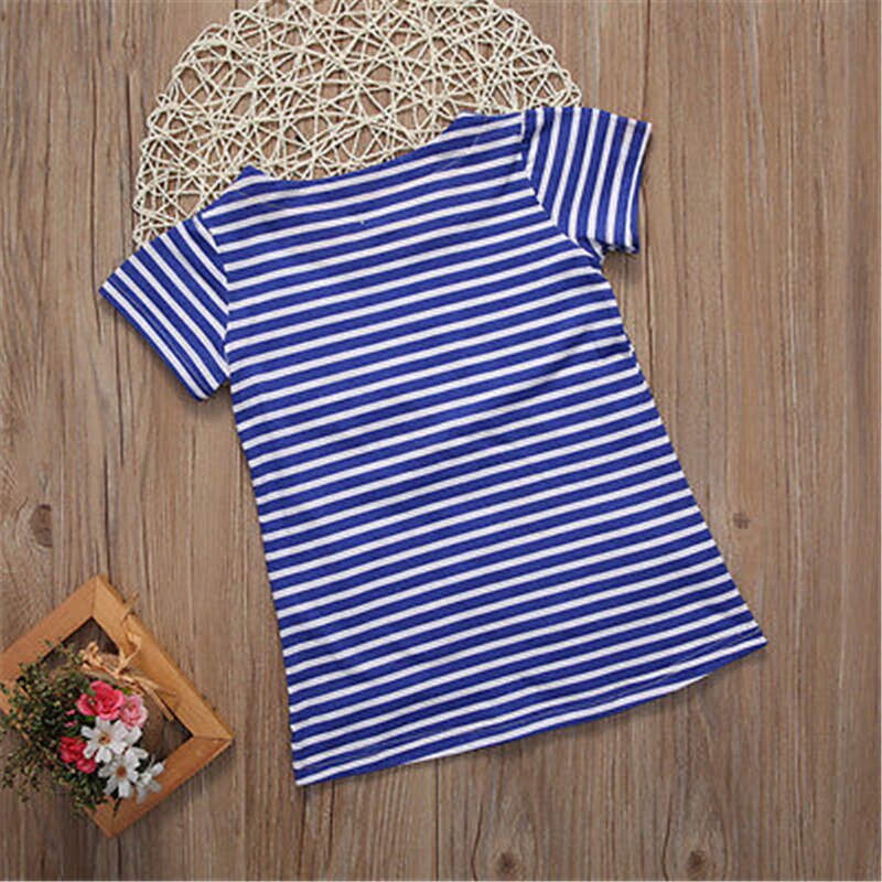 Cute Toddler Kids Baby Girls Summer Cartoon Bunny Striped Sundress, zoerea.com