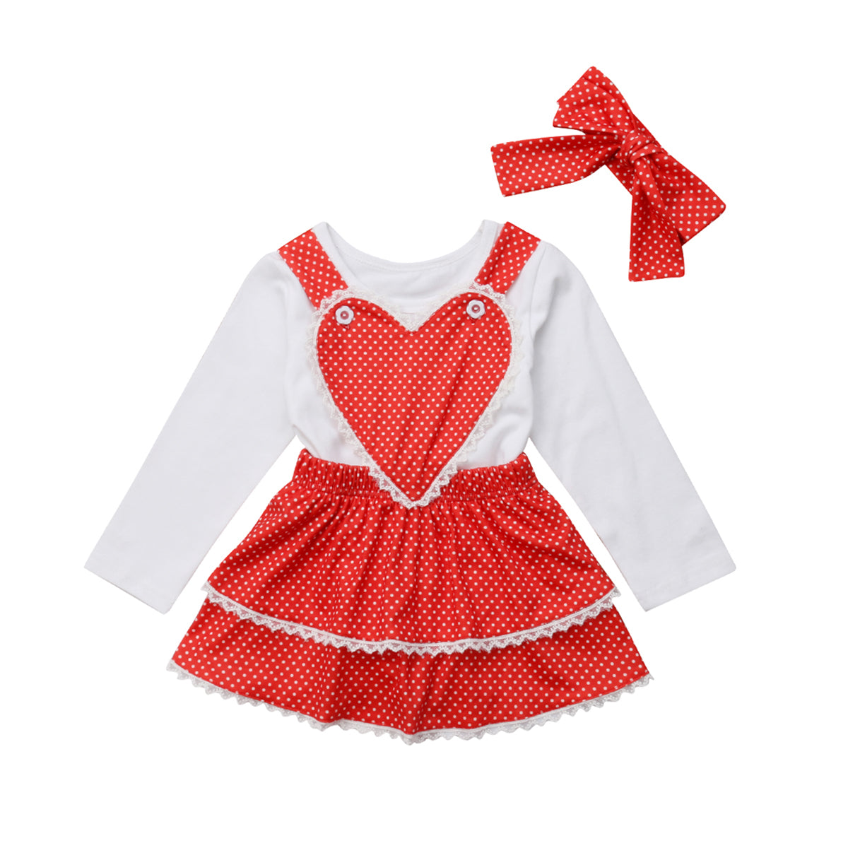 Toddler Kids Baby Girl Xmas Tops Layered Bib Dress Headband Outfits, zoerea.com