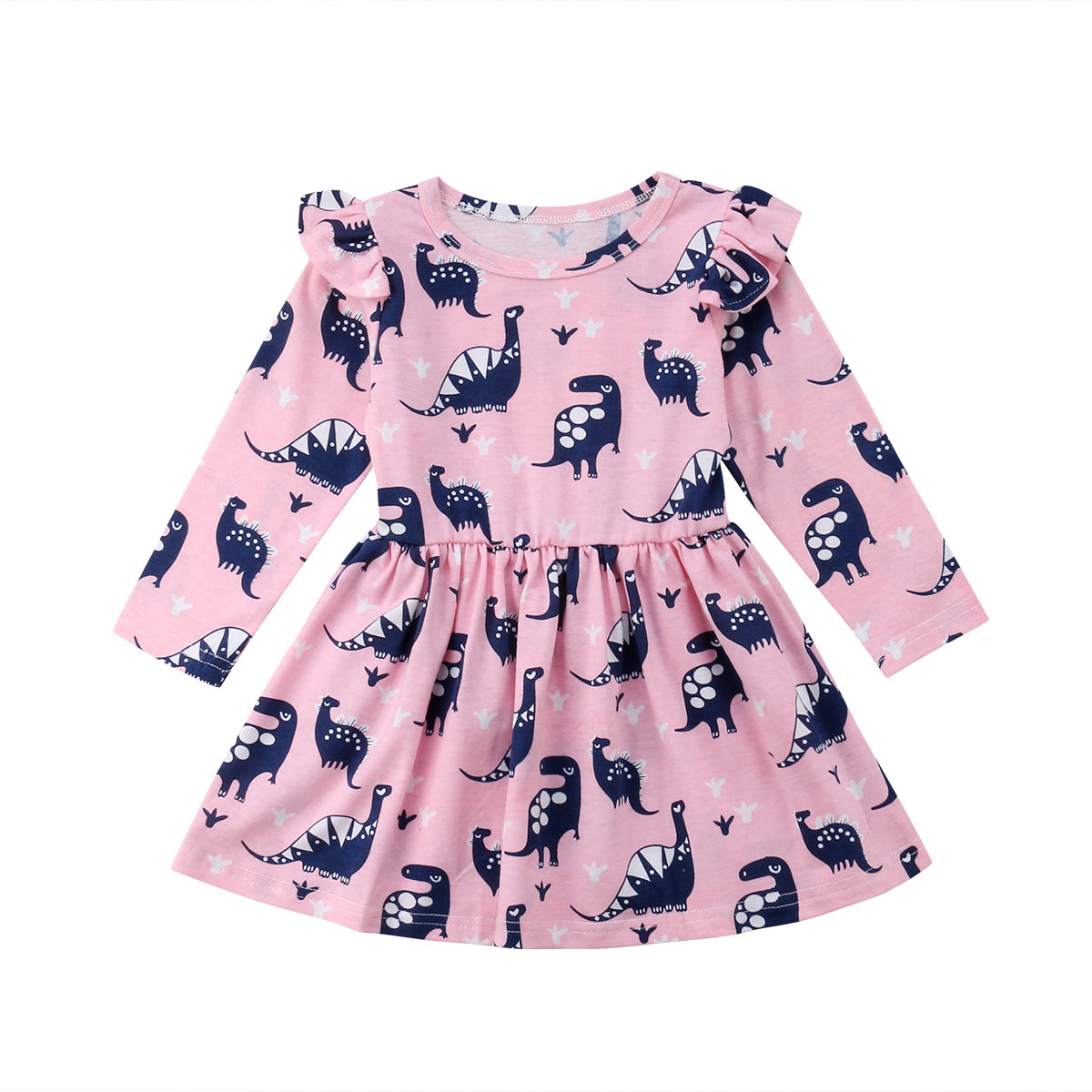 Newborn Kids Baby Girls Long Sleeve Dinosaur Pageant Party Dress, zoerea.com