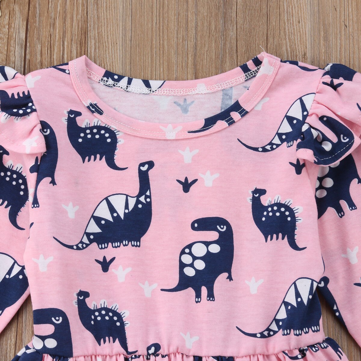 Newborn Kids Baby Girls Long Sleeve Dinosaur Pageant Party Dress, zoerea.com