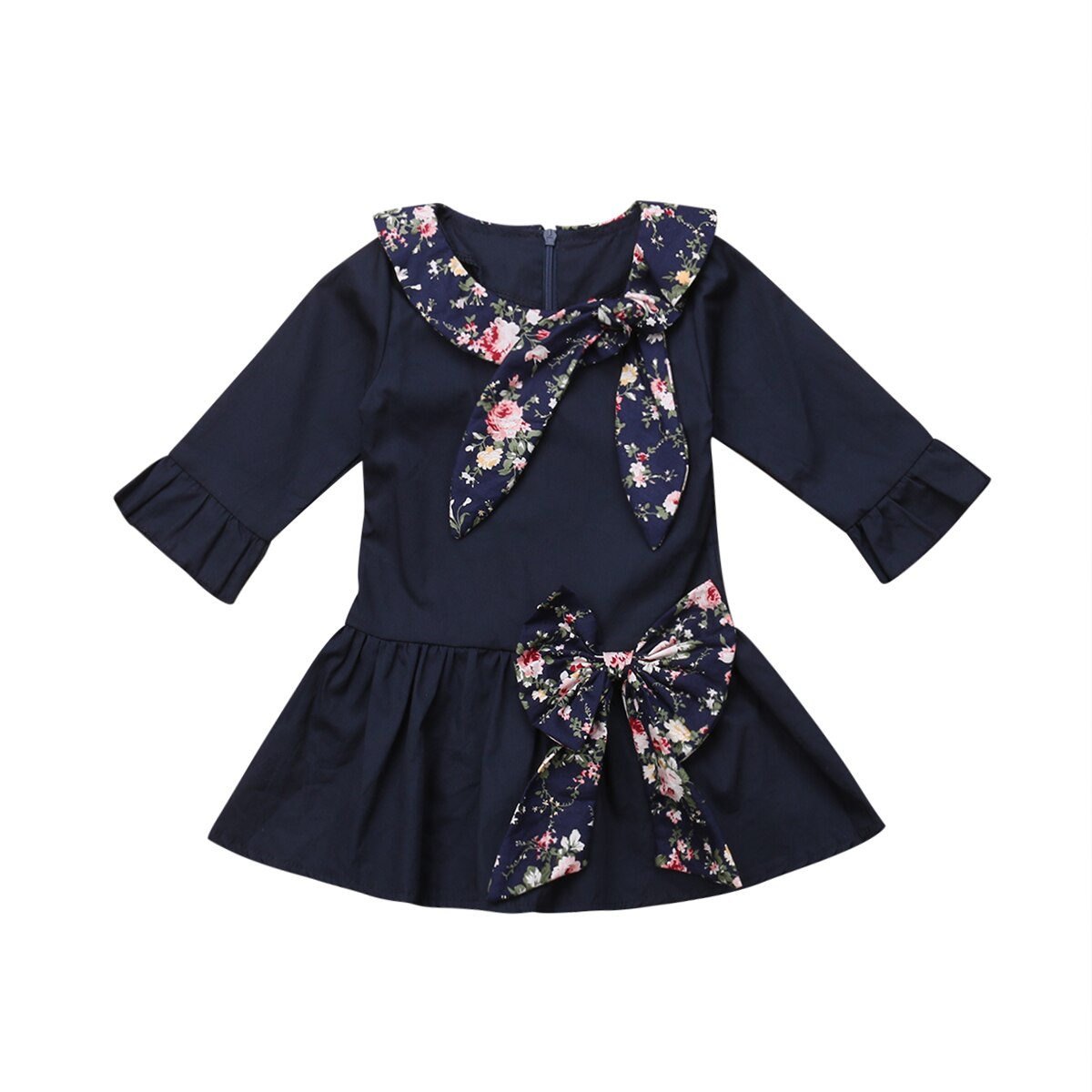 Newborn Infant Baby Girl Floral Long Sleeve Party Pageant Prom Dress, zoerea.com