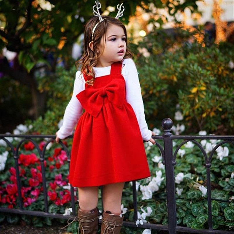 Kids Baby Girl Christmas Princess Bow Party Pageant Suspender Skirt, zoerea.com