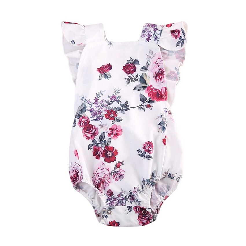 Baby Girl Sleeveless Sunsuit Outfit Clothes Casual Floral Bodysuit, zoerea.com